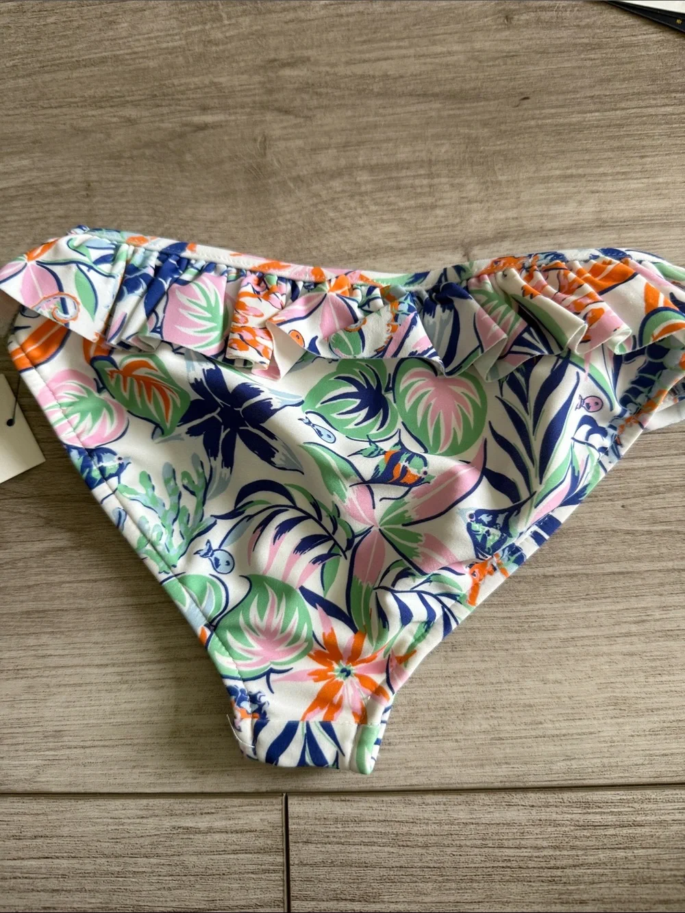 Polo by Ralph Lauren Girls' Tropical-Print Two-Piece Swimsuit Ruffle size 4 New
